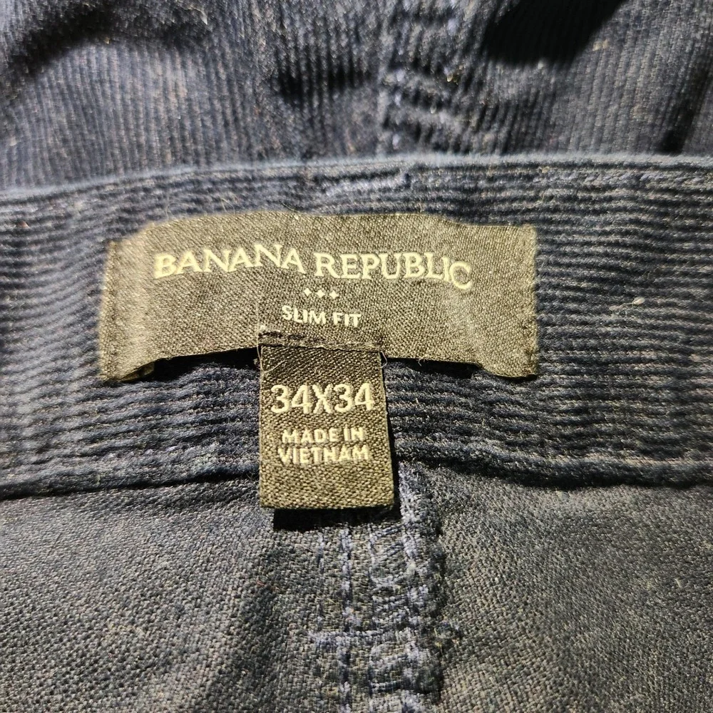 Banana Republic Corduroy Pants Navy Blue Cotton Blend Slim Fit 34x34